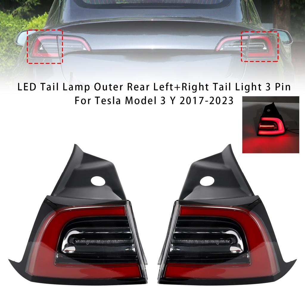 L+R LED Tail Lamp Outer Rear Tail Light 3 Pin For Tesla Model 3 Y 2017-2023
