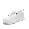 Women's Genuine Leather Mesh White Sneakers - 2024 Spring/Summer Lightweight Casual Height-Enhancing Thick-Soled Shoes