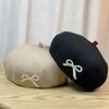 Spring and Summer Waffle Bow Pleated Sweet All-match Hat Female Spring Style Art Painter Hat Beret