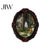 Strong Adsorption Iron Cabinet Magnets Retro Gothic Halloween Refrigerator Magnet, Distressed Oval Photo Frame Frige Magnets, Dark Black Embossed