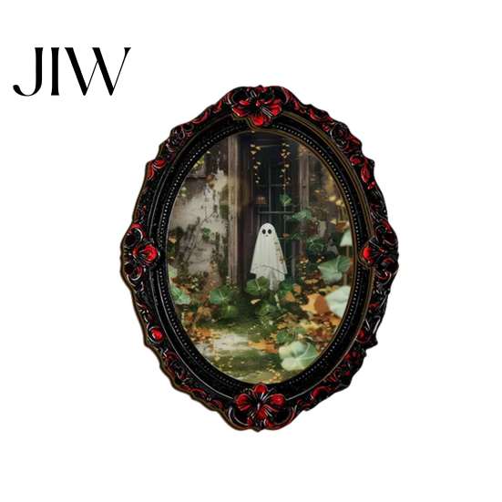 Strong Adsorption Iron Cabinet Magnets Retro Gothic Halloween Refrigerator Magnet, Distressed Oval Photo Frame Frige Magnets, Dark Black Embossed