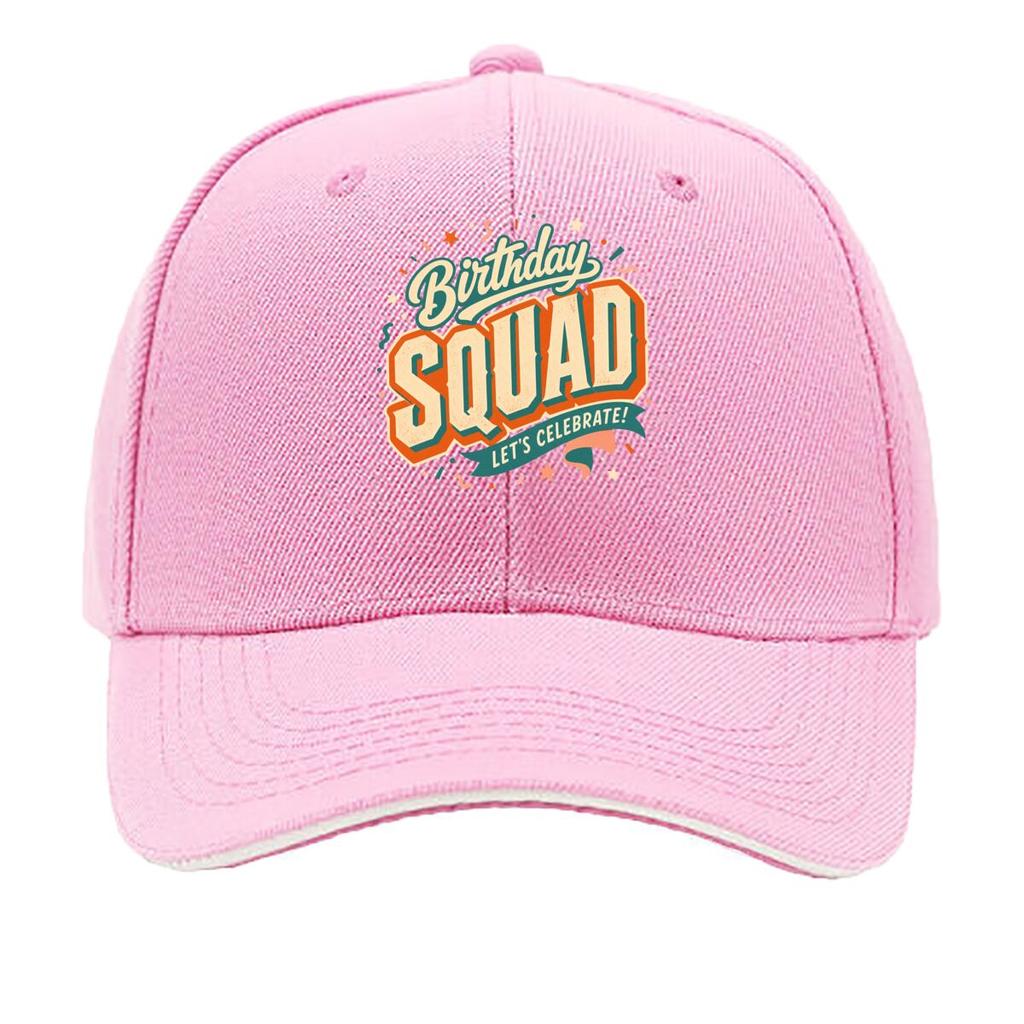 Birthday Squad Retro Block Letter De Sandwich Baseball Cap Sun Cap Outdoor Workouts Hat