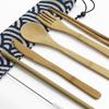 Eco-Friendly Wooden Dinnerware Set Portable Travel Tableware Set Bamboo Cutlery Set Wooden Outdoor Utensils With Pouch