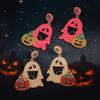 Irregular Ghost Pumpkin Earrings Pearl Halloween Party Jewelry Cool Cute Ghost Earrings  Lady