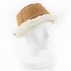 Great Hat Logo Leather Shearling Bucket Hat Brown Lamb Leather Women 57 Used