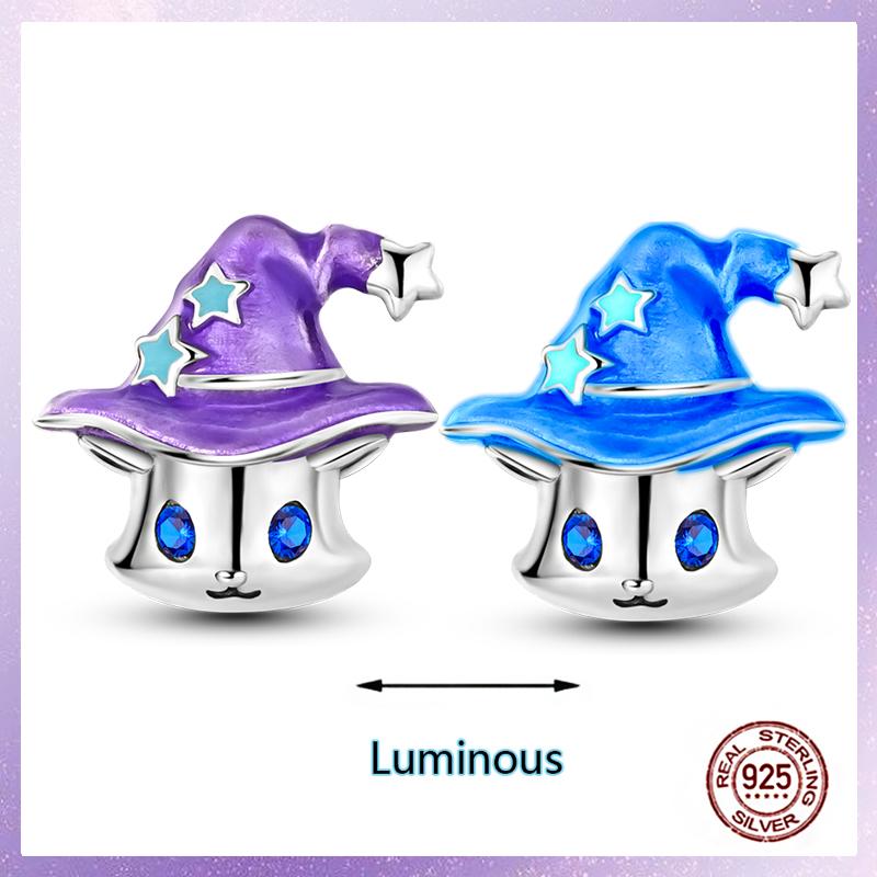 Фиолетовые Шармы Медный Fit Оригинальный Подвесной Браслет Бабочка Стекло Сердце Перо Клип Шарм Подвеска Светящаяся Бусина DIY Ювелирные Изделия