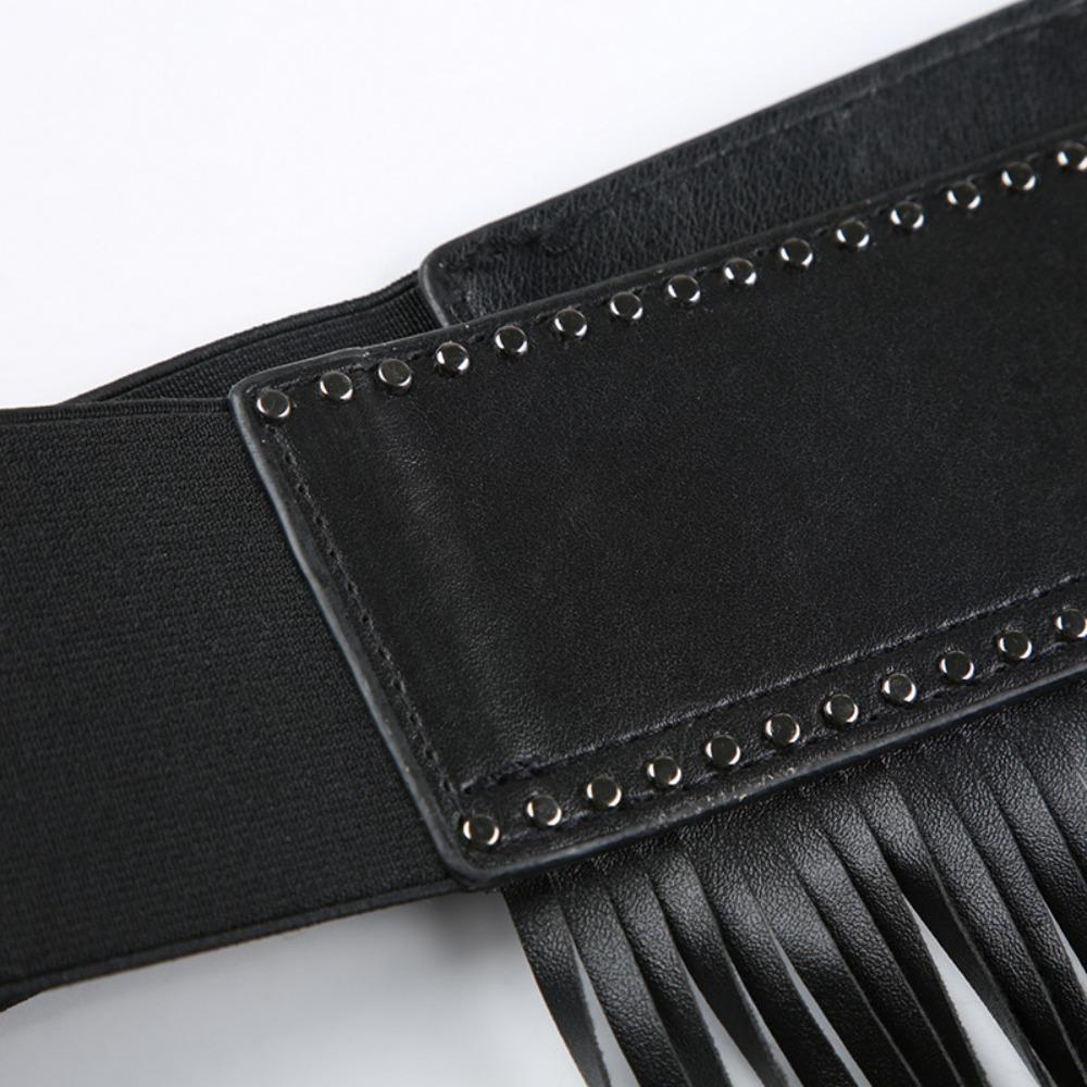 Jeans Decor Rivets Belt Zinc Zinc Alloy Punk Belt Exaggerated Tassels Waistband  Jazz Dance Accessory