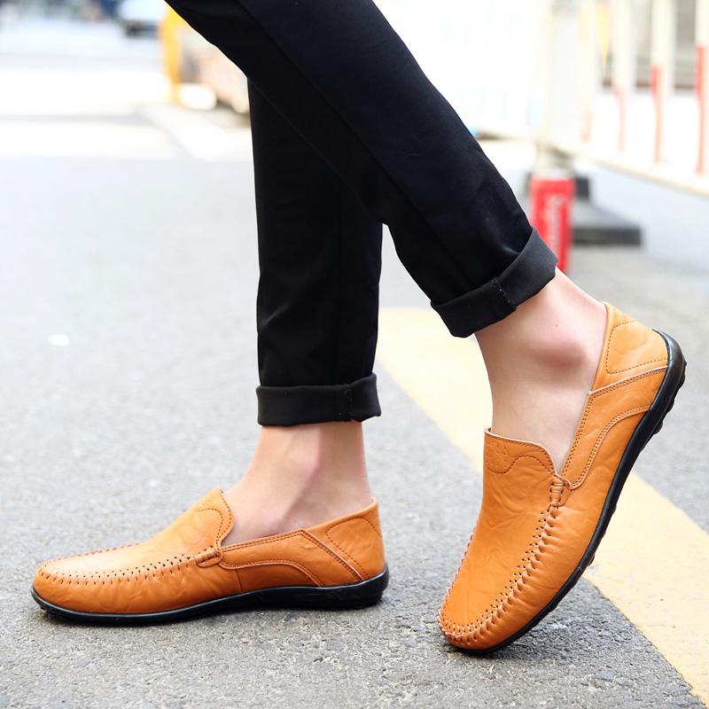 Casual Leather Shoes Men's Soft Bottom Non-slip Loafer Lazy Shoes Driving Shoes Middle-aged and Elderly Dad Shoes