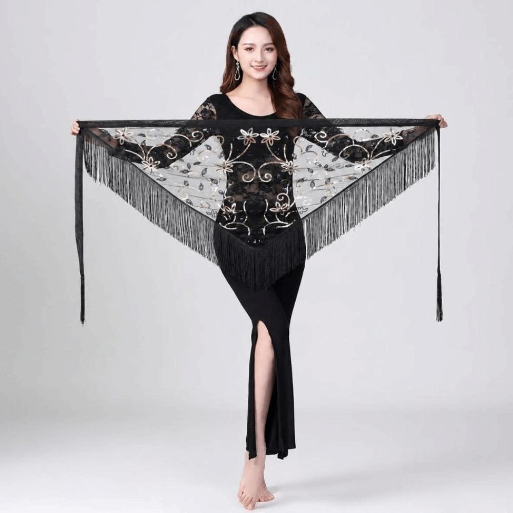 Triangle Shape Dance Waist Chain Mesh Fabric Tassel Hip Scarf Belly Dance Performance