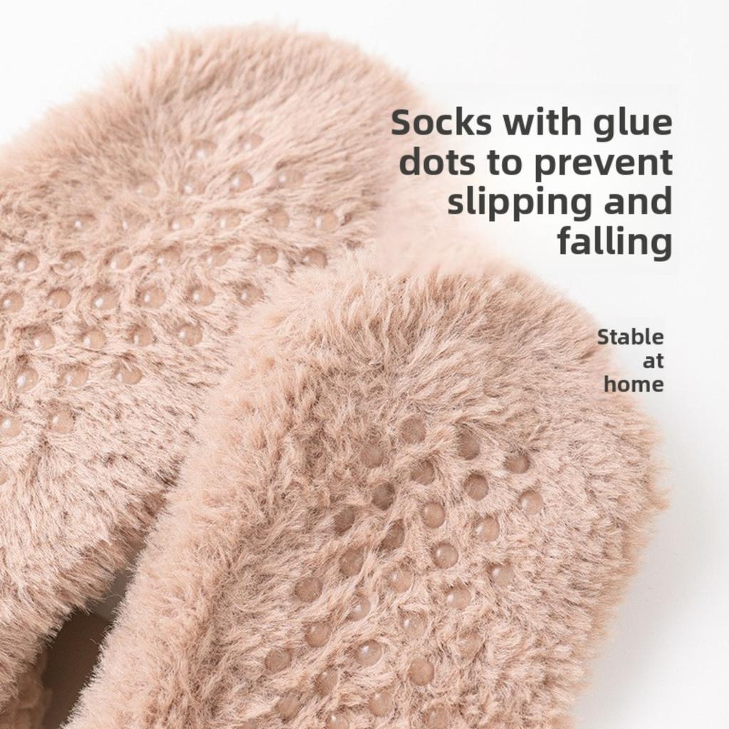 5-1 пара зимних носков-мешков из кораллового флиса и женских носков, плюшевые теплые домашние носки для пола, из овечьей шерсти и утолщенные домашние носки