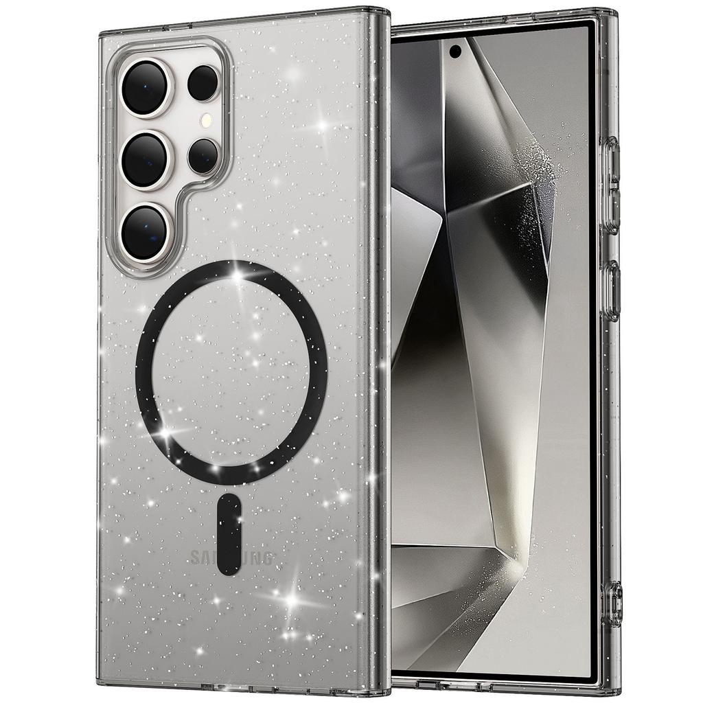 Подходит для Samsung S25ultra Антибактериальный чехол для мобильного телефона S24uN52 Магнитный S23FE Звездное небо Блестящий прозрачный защитный чехол