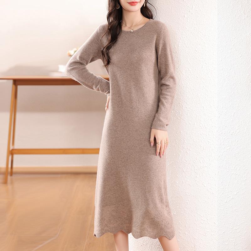 Женское кашемировое платье Qinghe Cashmere 30% Cashmere 70% Wool Осенне-зимняя кашемировая юбка Мягкая и теплая
