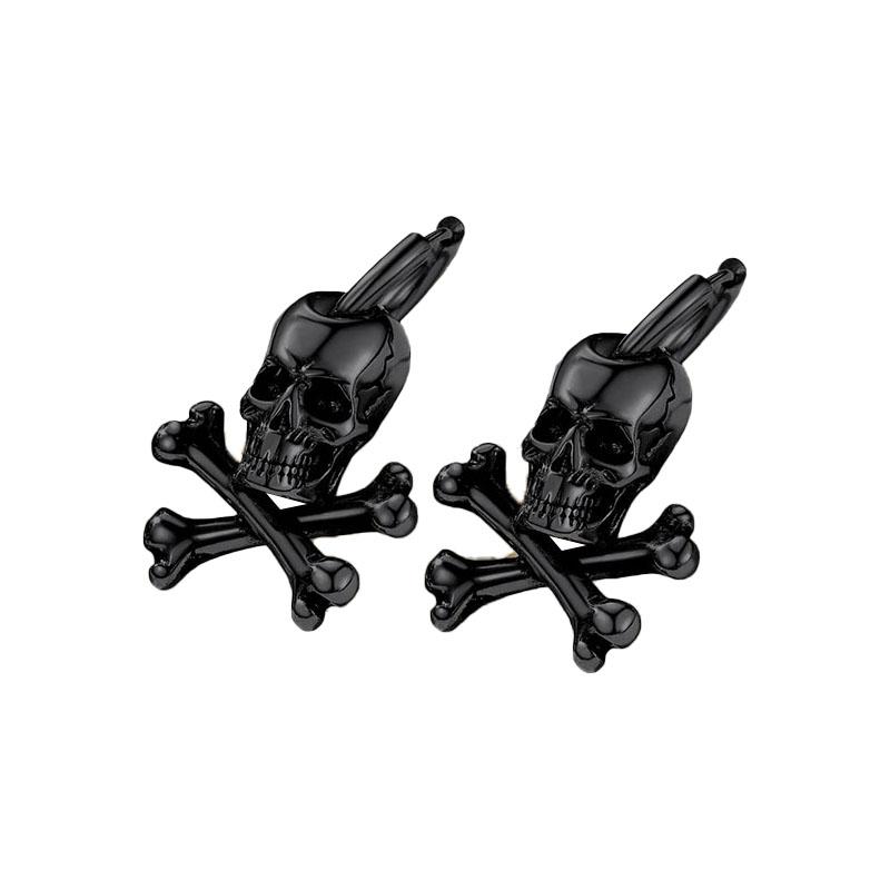 1 Pair of 316L Stainless Steel Retro Gothic Skull Men's Earrings, Halloween Gift Hip Hop Jewelry for Men and Women Fashion