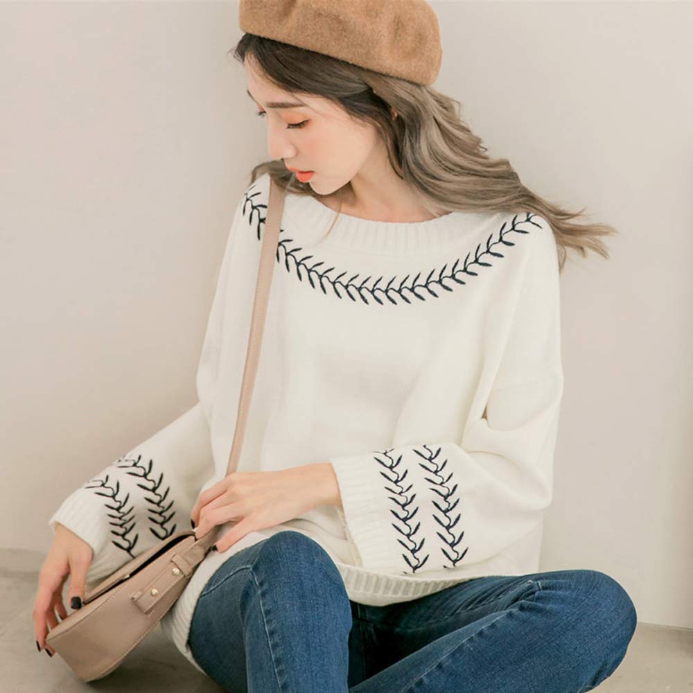 Cute Long Sleeve Forest Girl Loose Sheep Warm Crew Long Length S-Lifeeling Women's Sweater, Style, Fall/Winter, Fit, Print, Soft, Cotton, Neck,