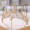 Золотая невеста корона принцесса головной убор день рождения горный хрусталь повязка на голову свадебные украшения для волос жемчужные свадебные тиары винтажный головной убор