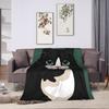 Whimsical Reading Cat Blanket Quality Warm Soft  Throw Blanket Winter Child Couch Chair Novelty Bedspread