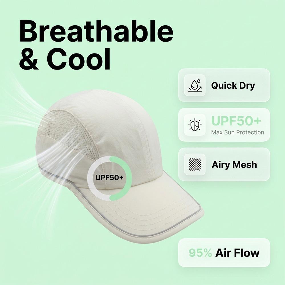 Lightweight, breathable, and quick-drying baseball cap for men and women, featuring a wide brim, ideal for outdoor activities, hiking, and sun