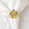 6 Pcs Flower Napkin Rings Metal Napkin Holders Silver Golden Flower Napkin Rings with Textured Petals for Dinner Table Wedding Party