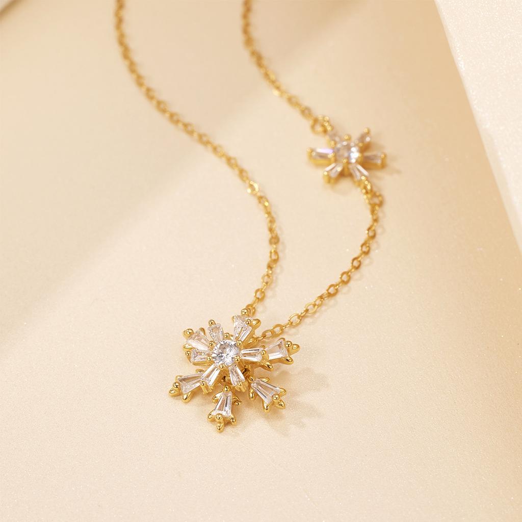Ожерелье из стерлингового серебра S925 с вращающейся снежинкой, женская мода, легкая, роскошная, высокого класса, с цветочной цепочкой на ключицу, которую можно вращать