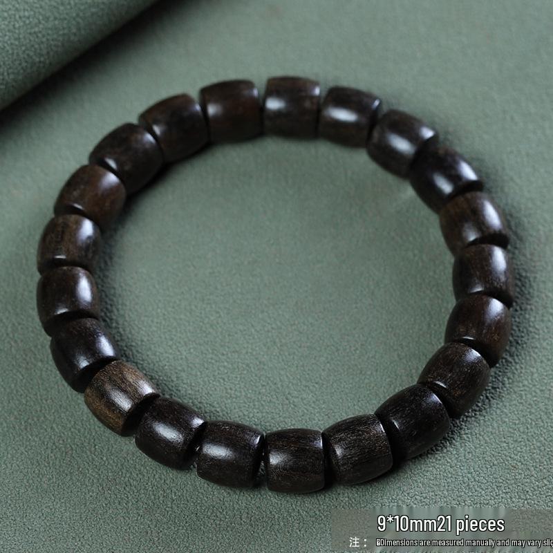 Men's Agarwood Bodhisattva Chess Bracelet: 108 Wooden Prayer Beads, Single Strand 2.0 Design with Small Holes.