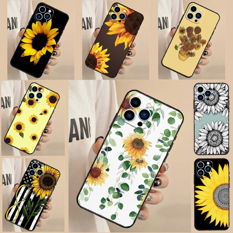 Чехол для телефона с подсолнухом для iPhone 17 Air 16 15 14 13 12 11 Pro Max 12 13 mini 15 16 Plus 16e Чехол Funda