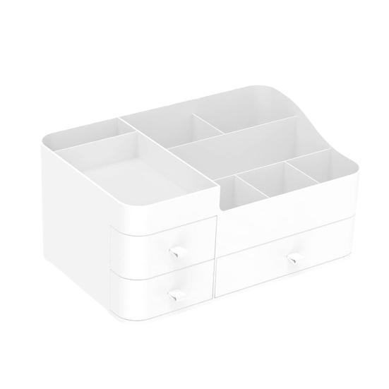 Countertop Storage Box Makeup Organizer with Drawers Large Capacity Smooth Edge Burr-Free Storage Container Cabinet Shelf Organizer