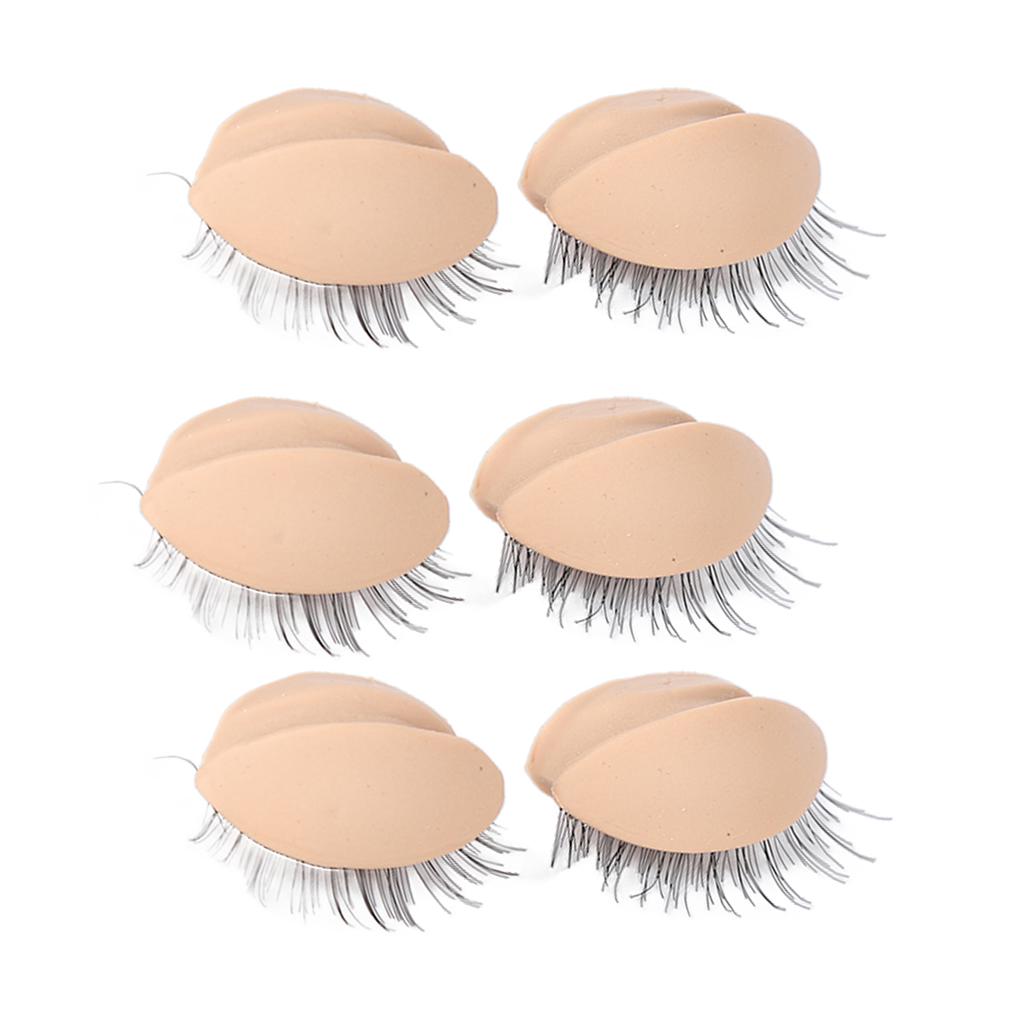 3 пары манекен-головок с веками и ресницами для обучения наращиванию ресниц, пересадка кожи