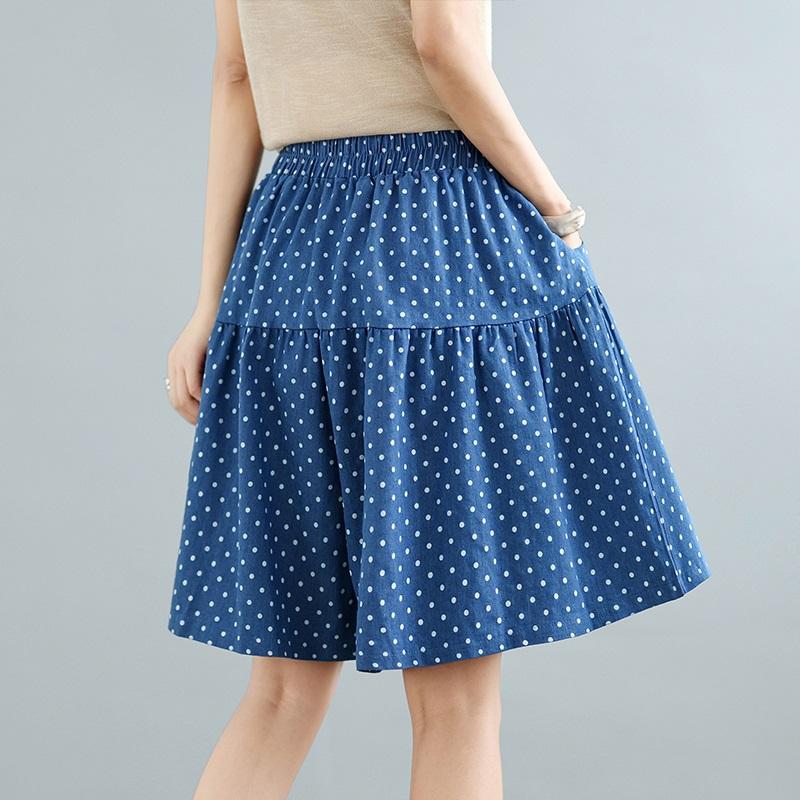 Шорты джинсовые женские летние повседневные винтажные в горошек больших размеров с высокой талией, свободные