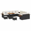 Garden Sofa Set with Cushions 17 Pcs Black and Cream Poly Rattan
