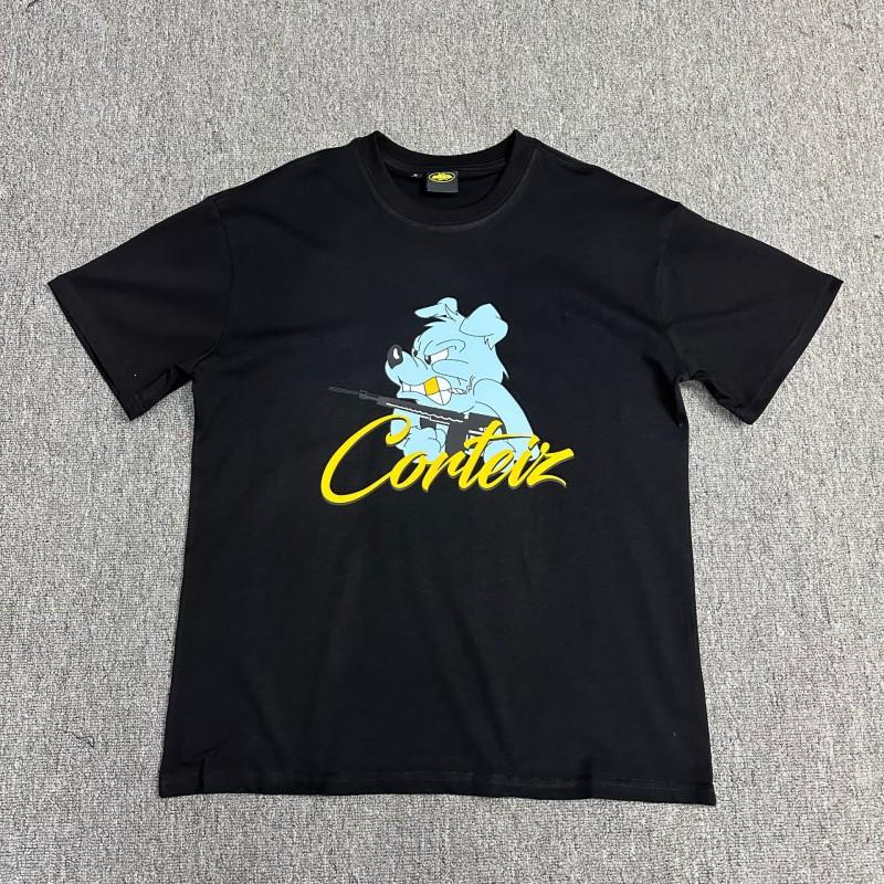 Хлопковая футболка Corteiz Streetwear Мужская Свободный крой Круглый вырез Короткий рукав Хип-хоп Графическая футболка