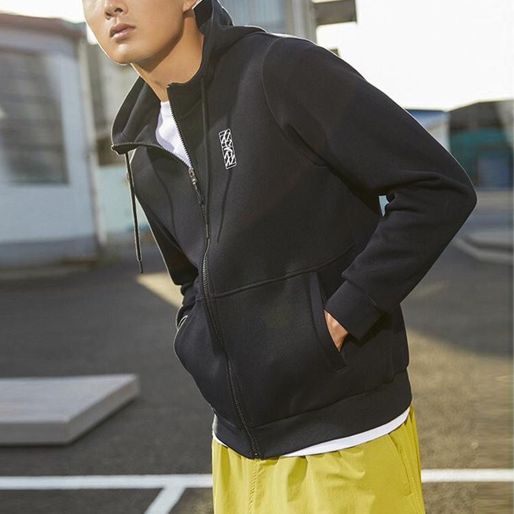 Anta Мужские куртки на молнии с буквенным узором серии Basketball, черные 152211736-3