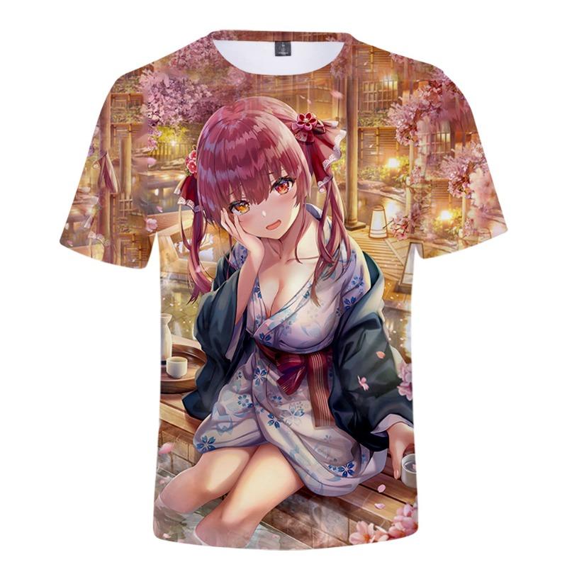 BSLNXNMA HOLOLIVE VTuber Houshou Marine 3D Печать Весна Лето Преппи Мужская/Женская Уличная Одежда Футболка Streetwear Кавайный стиль