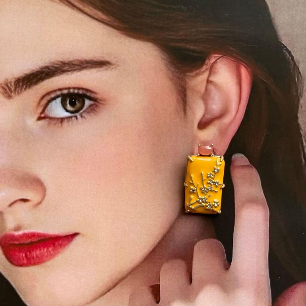 Винтажные серьги в китайском стиле с цветком сливы: Игла из серебра 925 пробы, латунная эмаль и натуральные камни для женщин