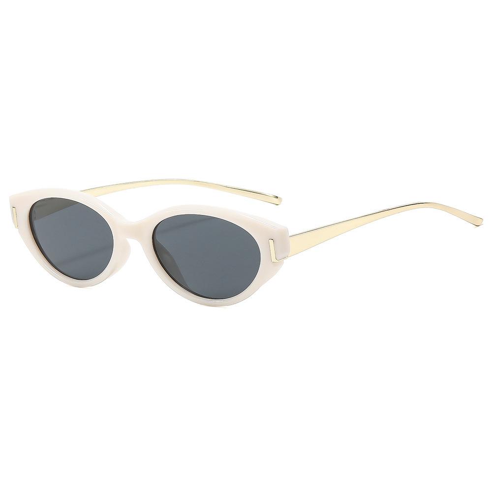 New Oval Cat's Eye Metal Sunglasses Fashion Personality YK Premium Spicy Street Shooting Sunscreen Sunshade