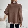 Women's Casual Long Sleeve Sweaters Turtleneck Lantern Sleeve Oversized Ribbed Knit Pullover Fall Loose Sweaters Tops for Women