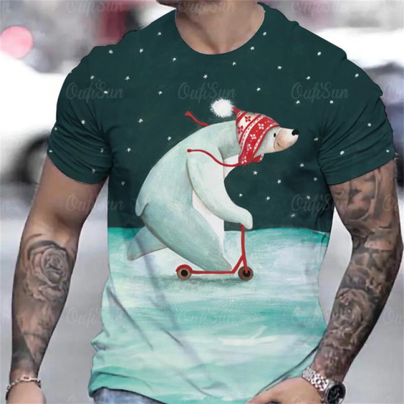 Hot Sell Christmas T-Shirt For Men 3d Snowman Printed Men'S Clothing Street Designer Short Sleeve Tshirts Daily Casual Tops Tees