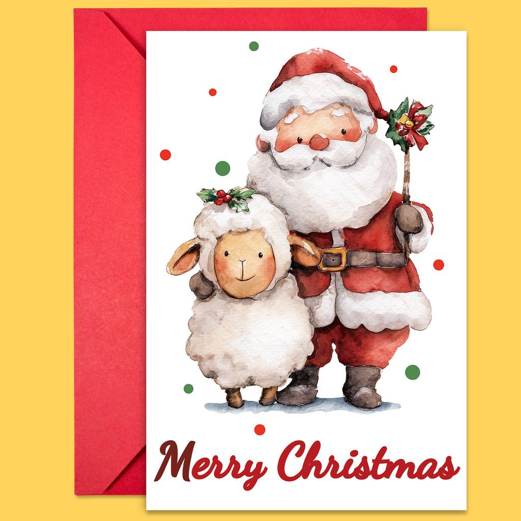 10PCS Cute Cartoon Christmas Greeting Cards Set with Envelopes, Large Size Xmas Cards for Holiday Wishes & Gifts