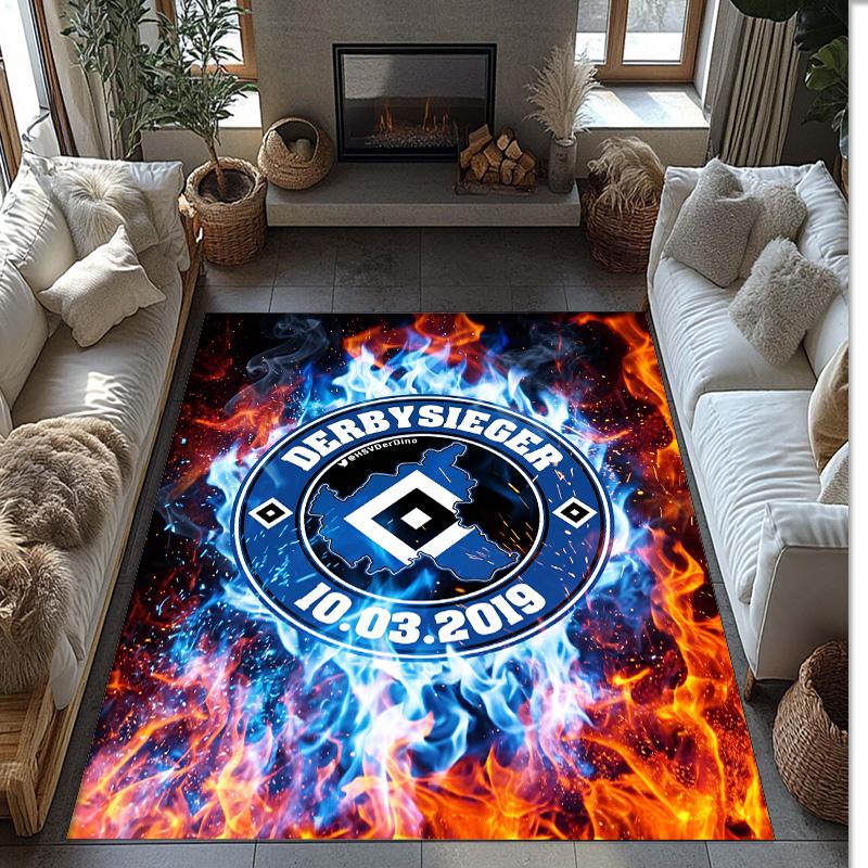 Hamburger SV Football Print Crystal Velvet Rug, Comfortable Water Absorbent Non Slip Indoor Floor Carpet