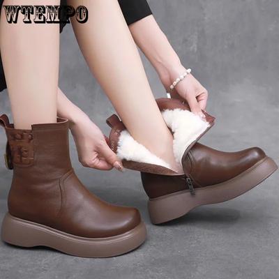 Женские зимние плюшевые теплые сапоги большого размера, повседневные, нескользящие, ветрозащитные, морозостойкие, из искусственной кожи