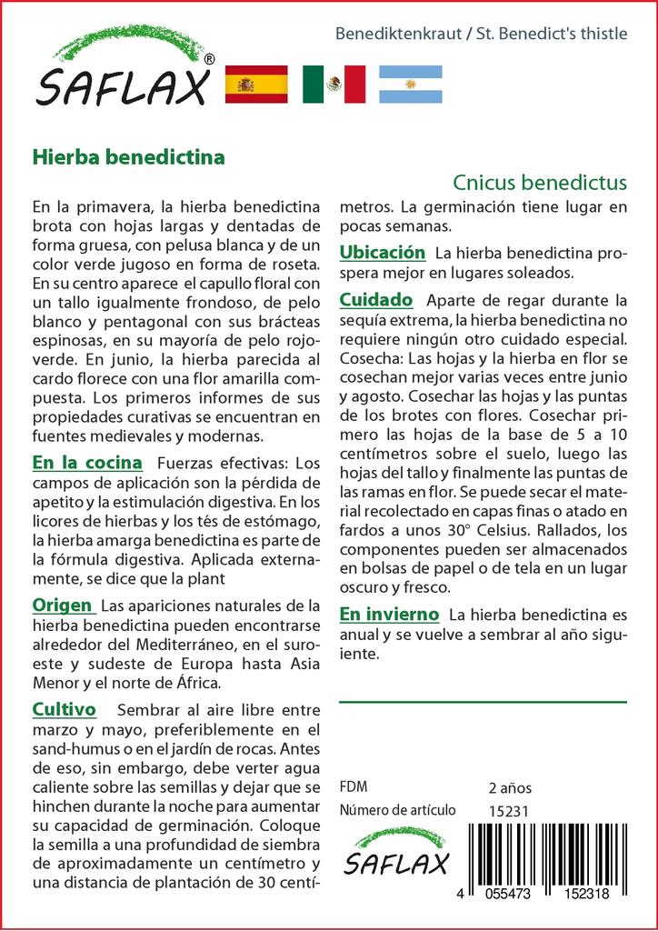 SAFLAX Сад в мешке - ул.. Чертополох Бенедикта - 50 семян - С субстратом в подходящем стоячем пакете - Cnicus benedictus