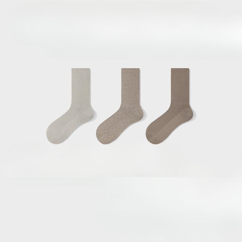 3 Pairs of Female Autumn and Winter Pure Cotton Moon Son Boneless Long Tube Pile Socks