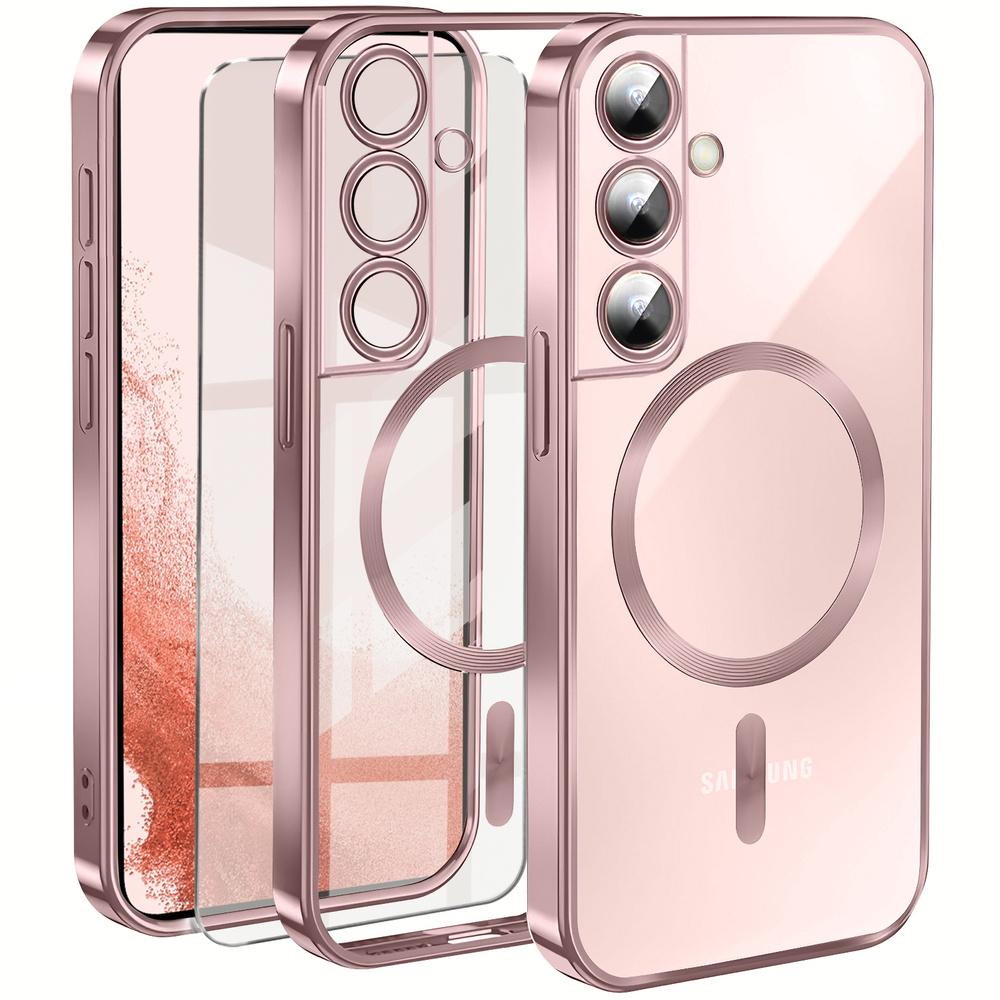 Case for Samsung Galaxy S22, Electro MagSafe, pink rose gold + Glass screen protector