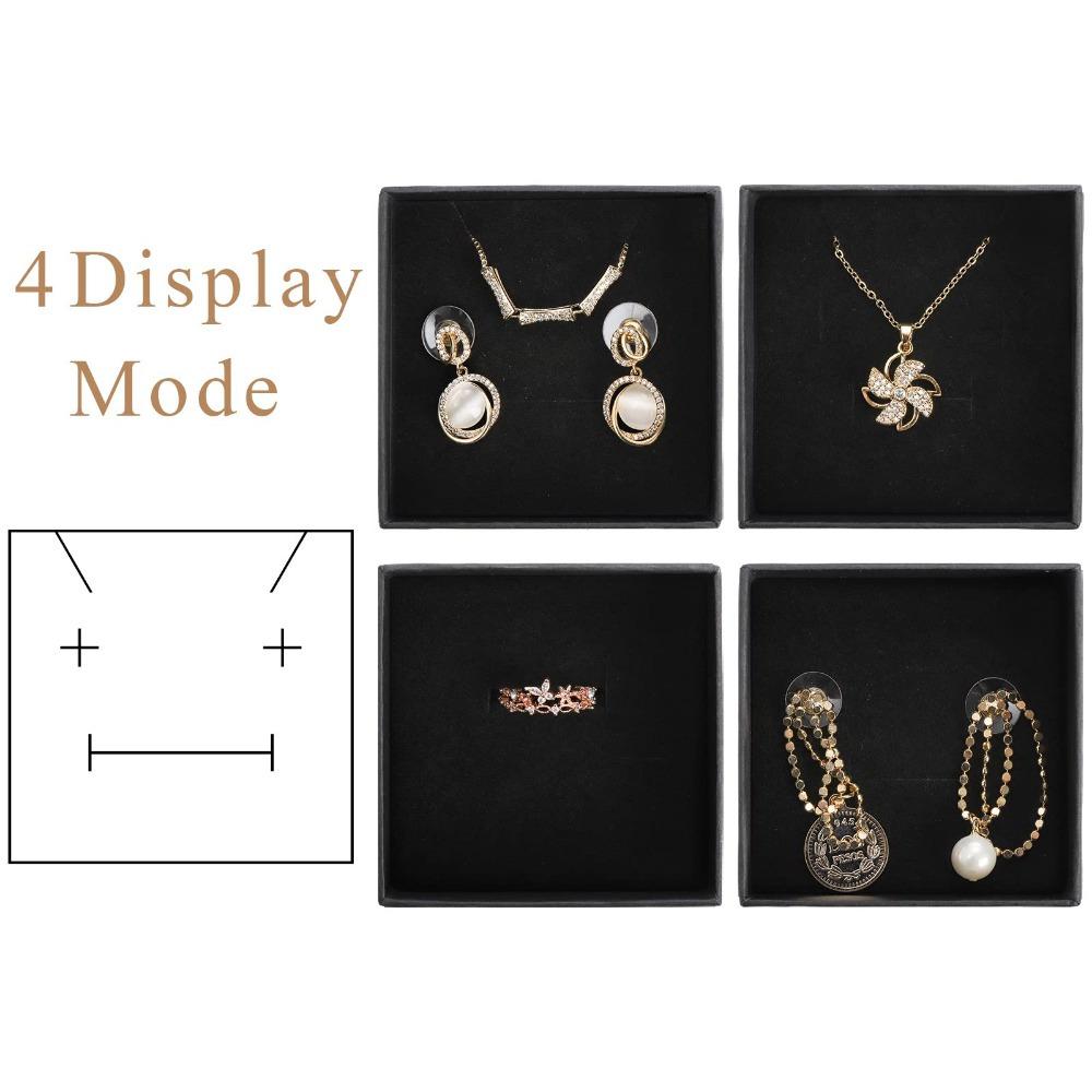 10 шт. шкатулок для украшений, квадратная картонная подарочная коробка для украшений с пенопластовой вставкой, праздничная подарочная упаковка, подарочная коробка для ожерелья, кольца, серьги, украшения на день рождения, свадьбу