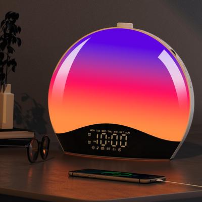 Будильник Sunrise Bluetooth-динамик Звуковая машина Имитация восхода и заката Повтор Двойной будильник FM-радио и чтение