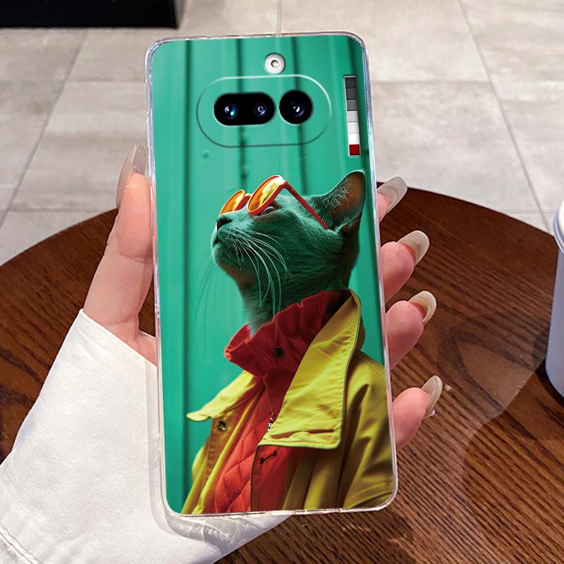 Гелевый чехол для Nothing Phone 4A Capa Coque Прозрачный силиконовый мягкий ТПУ задняя крышка Милый кот Кролик Сердце Защитный чехол Fundas