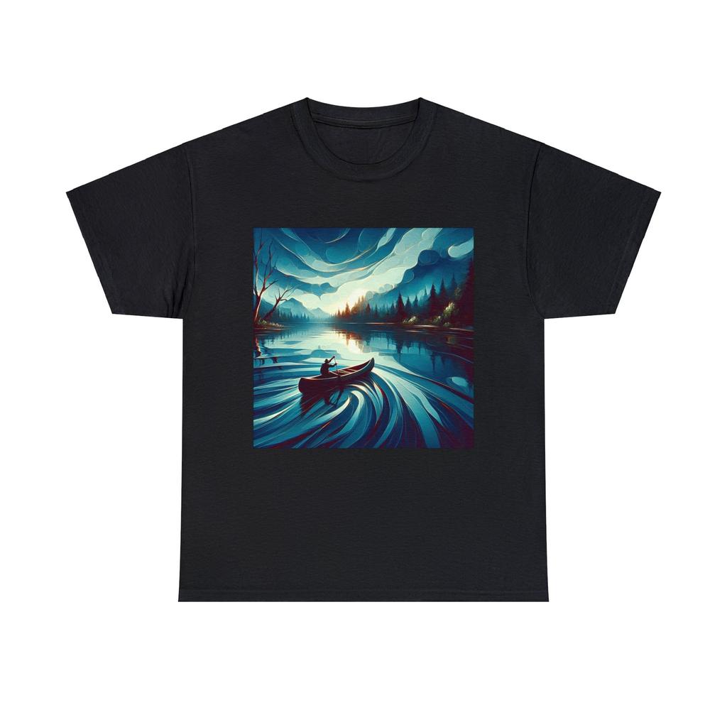 Unisex Adult T Shirt Canoeing Enthusiasts Serene Outdoor Cabin Decor Nature Art