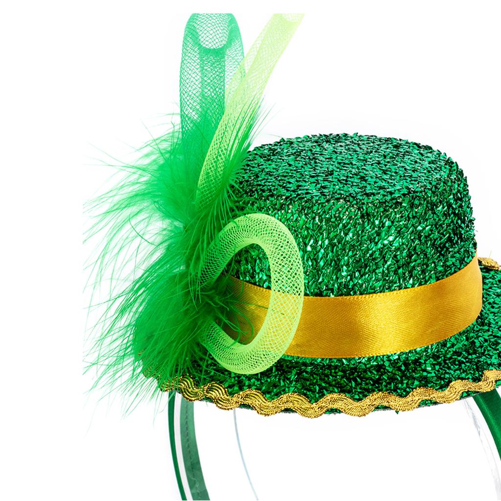 StPatrick Festival Celebration Headband Party Sequins Mini Green Hat Hair Hoop Shamrock Headbands Irish Hair Accessories