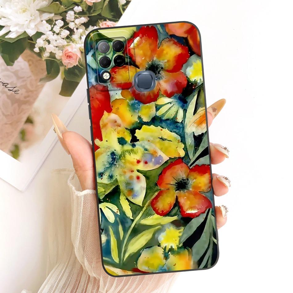 For Infinix Hot 10T 10S NFC 10i X659B X658E X689 X689C Cute Cat Flower Butterfly Cartoon Shockproof Soft Silicone Phone Case