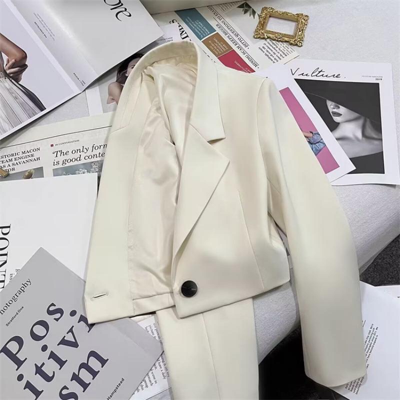 Короткая белая куртка для женщин Модный пиджак Костюм для женщин Весна Осень Карьера Короткие куртки для женщин Костюм