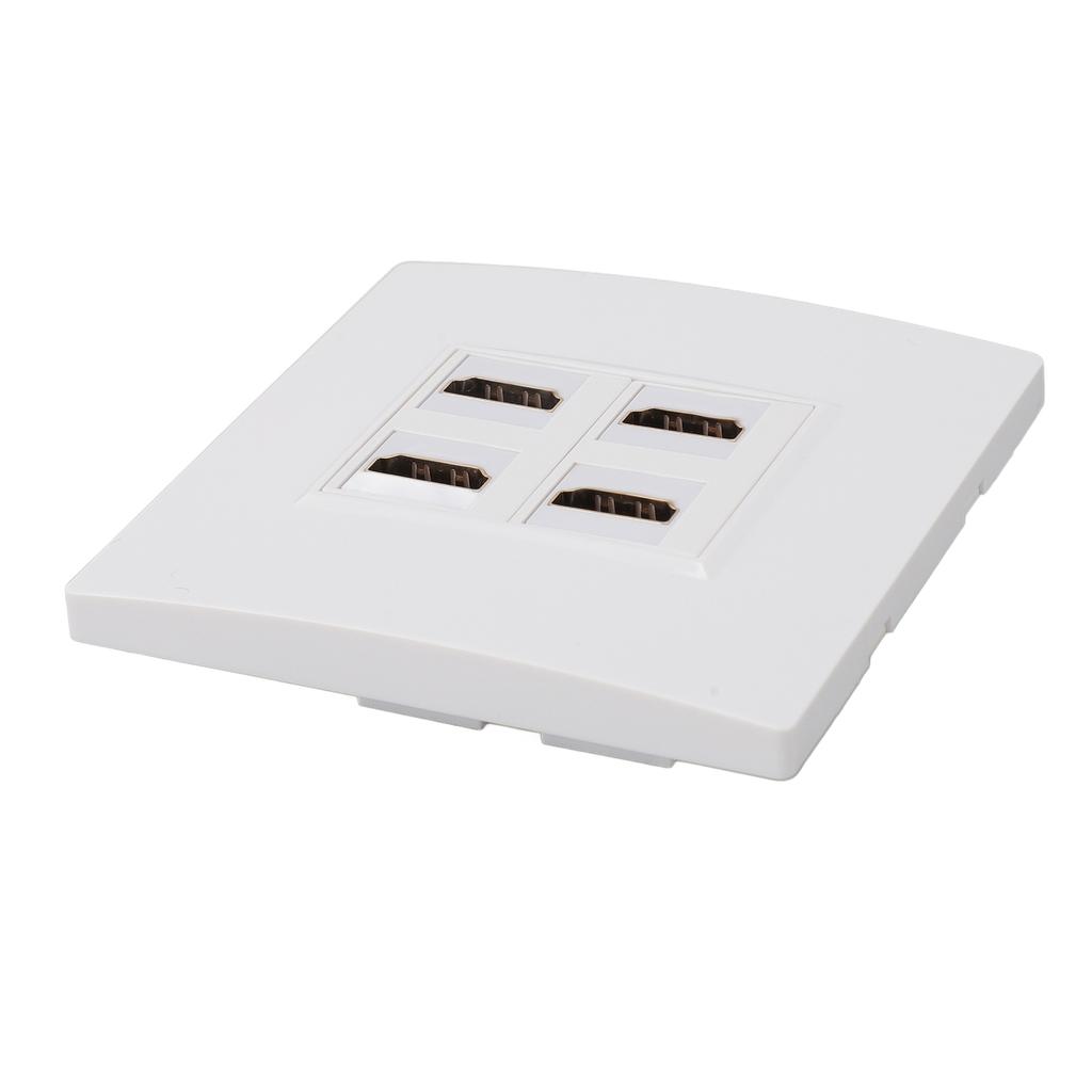 HD Wall Plate 4K 60HZ Female to Female 4 Ports HD Multimedia Interface Wall Panel for Computers TVs